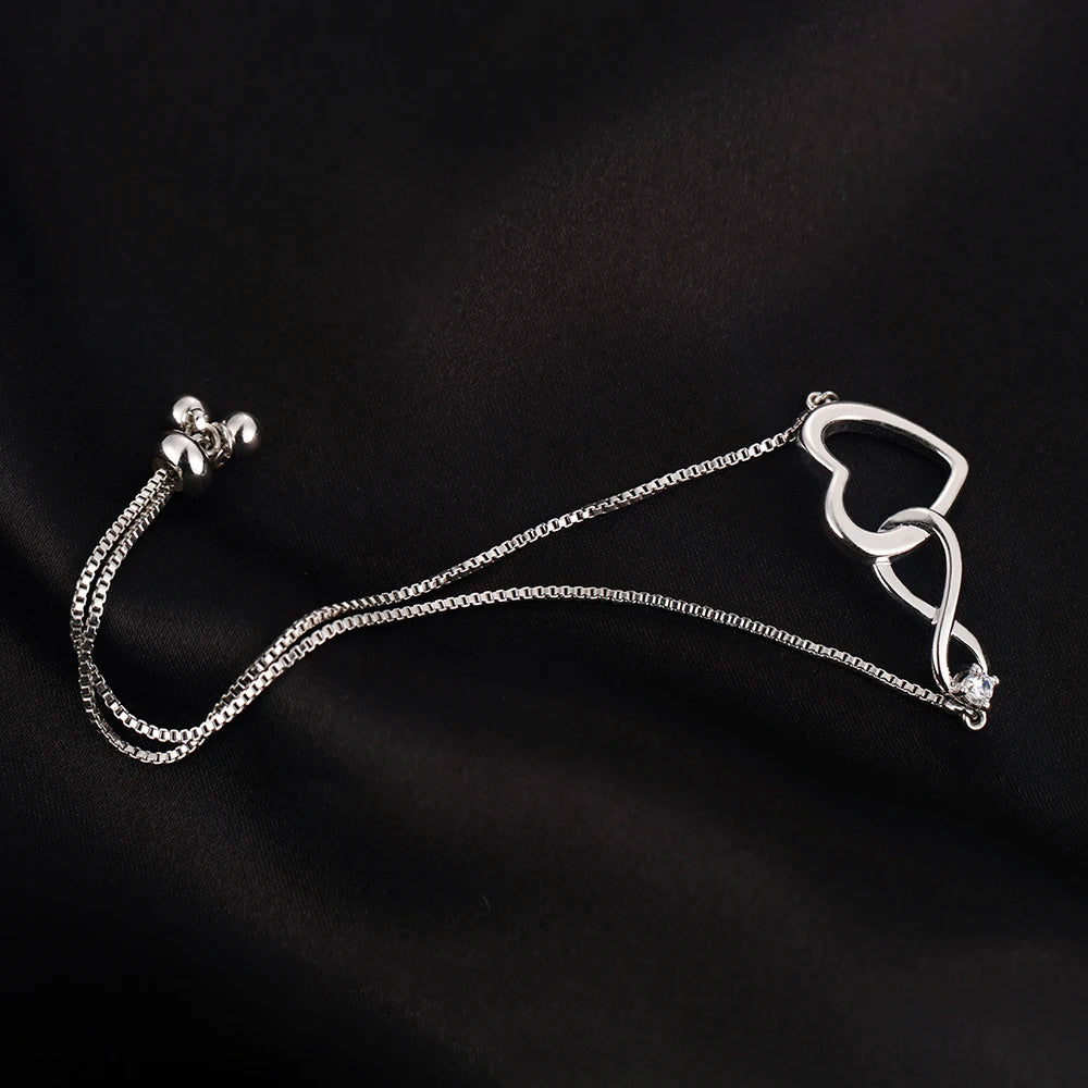 925 Sterling Silver Heart Artificial Crystal Bracelets for Women Luxury Designer Jewelry Accessories Holiday Gifts Stock in USA
