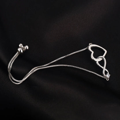 925 Sterling Silver Heart Artificial Crystal Bracelets for Women Luxury Designer Jewelry Accessories Holiday Gifts Stock in USA
