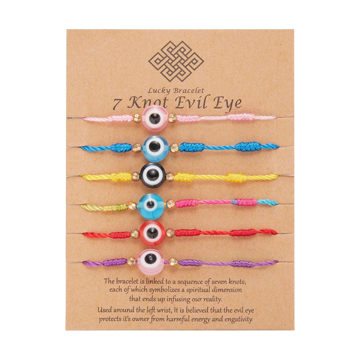 6Pcs/Set 7 Knots Lucky Friendship Bracelets for Woman Men Turkish Evil Eye Red Black Braided Bracelet Charm Adjustable Jewelry