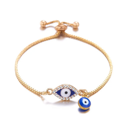 Exquisite Zircon Blue Crystal Evil Eye Bracelet Classic Turkish Lucky Eyes Gold Color Chain Bracelets for Women Men Jewelry Gift