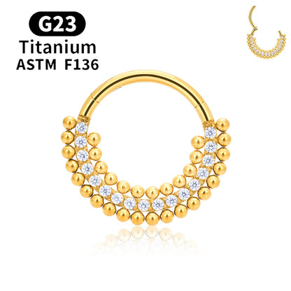 G23 Titanium round Hoop D Shape Nose Ring Daith Heart Earring 16G CZ Hinged Segment Ear Tragus Cartilage Helix Piercing Jewelry