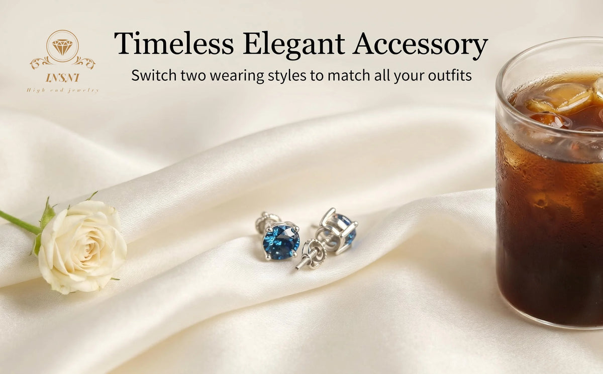 0.5Ct Round Cut Royal Blue Moissanite Stud Earrings for Women