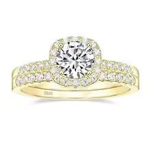 Women’s 925 Sterling Silver CZ Bridal Ring Set– Gold, Rhodium Plated, Size 4