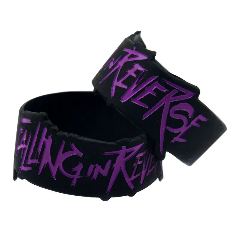 1 PC Falling in Reverse Silicone Bracelet in Letter Shape 1 Inch Wide Black