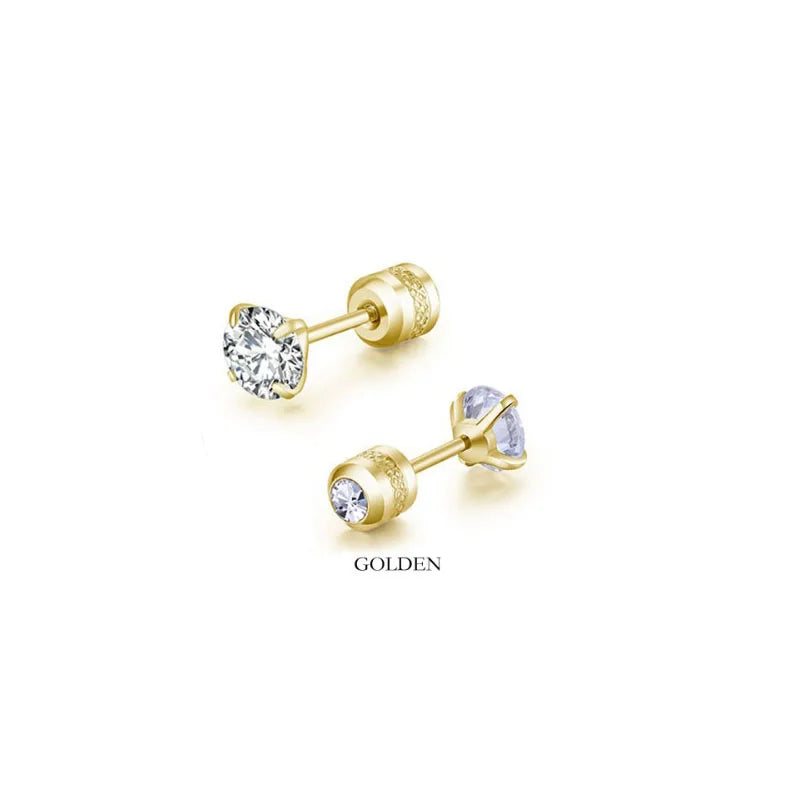 2Pcs 20G Hypoallergenic Titanium Steel Stud Earrings for Men Women, Zircon Screw Back Earring Cartilage Tragus Ear Piercing Gift