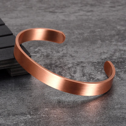 Pure Copper Bracelets Matte Adjustable Open Cuff 9.5Mm Wide Bangles Soft Metal Resizable Jewelry for Men Women Gifts