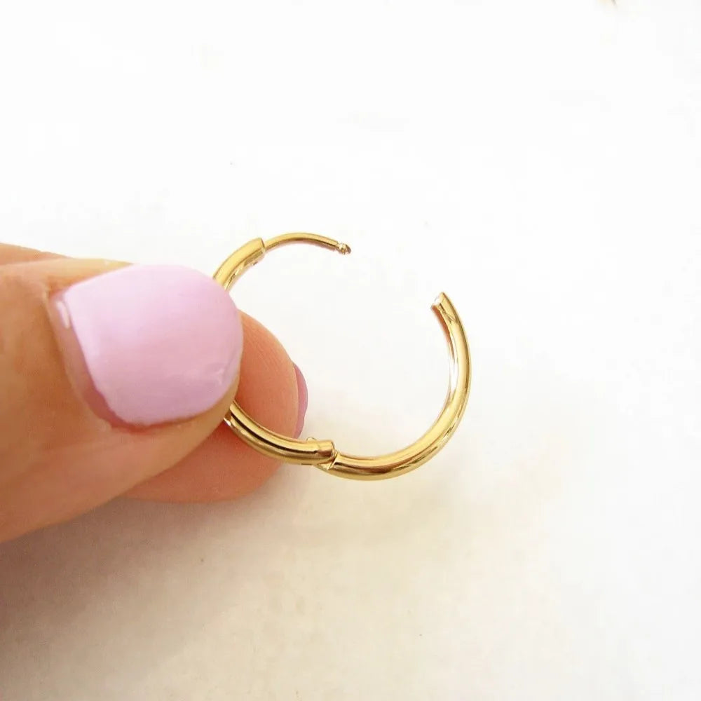 1.6Mm Thin Dainty Stainless Steel Hoop Earrings for Women Men Stackable Minimalist Tiny 6-16Mm round Gold Color Huggies Jewelry