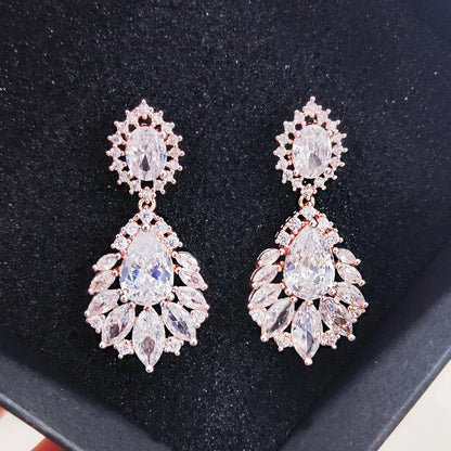 Fashion Cubic Zircon Chandelier Dangle Drop Earrings for Women Wedding Party Jewelry
