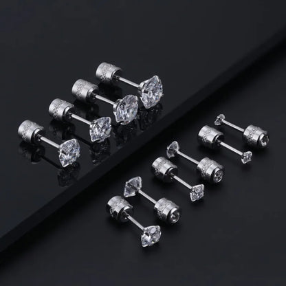 2Pcs 20G Hypoallergenic Titanium Steel Stud Earrings for Men Women, Zircon Screw Back Earring Cartilage Tragus Ear Piercing Gift