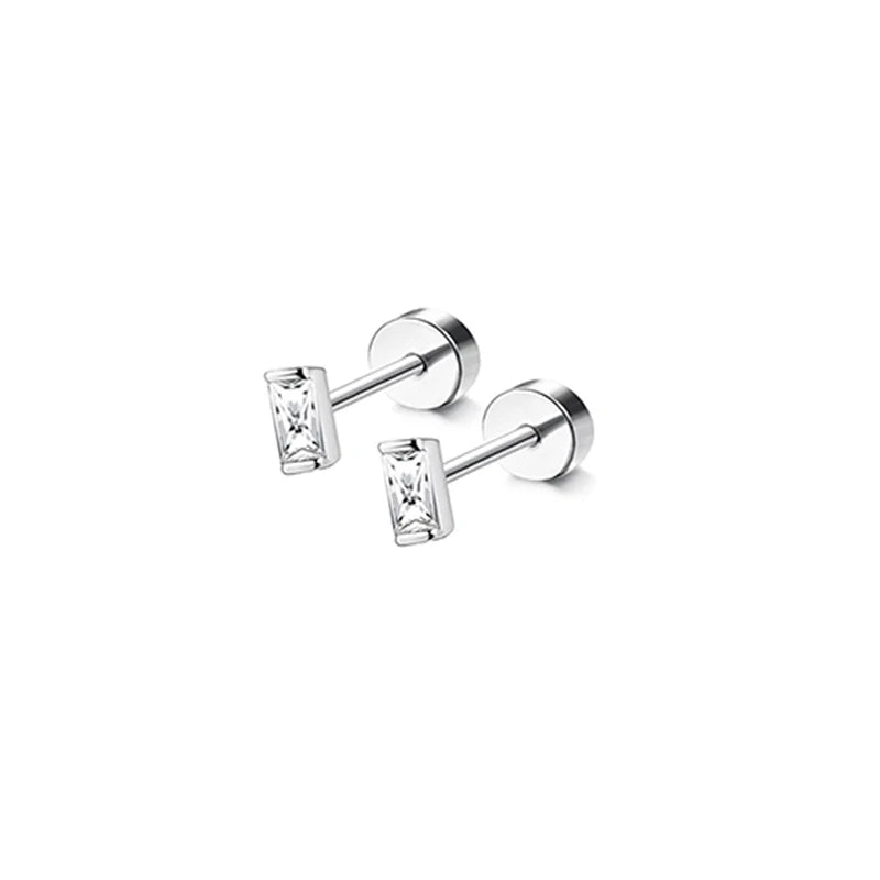 2Pcs 14K Gold Plated Flat Back Stud Earrings for Women, Hypoallergenic Stainless Steel Screw Back Cartigale Conch Helix Earrings