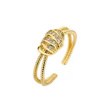 Rainbow Geometric  Zircon Rings for Women Gold Stainless Steel