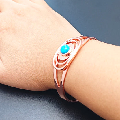 Magnetic Pure Copper Bracelets for Women Blue Stone Adjustable Open Cuff Health Bangles Fashion Jewelry