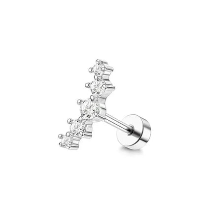 Cartilage Earring Stainless Steel Helix for Women Opal CZ Stud Earrings Butterfly Flat Back Cartilage Piercing Jewelry