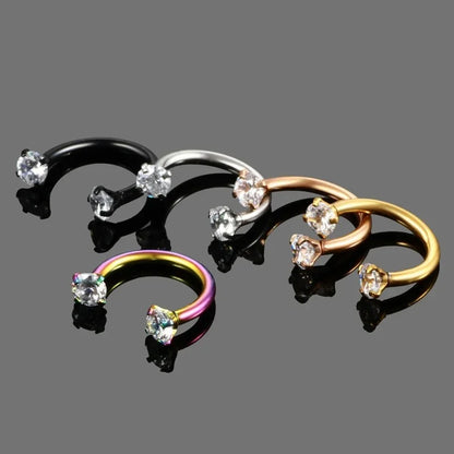 1PC Stainless Steel Crystal Hoop Ring Piercing Nose Ear Belly Rings Women Men Cartilage Helix Earrings Daith Piercing Jewelry