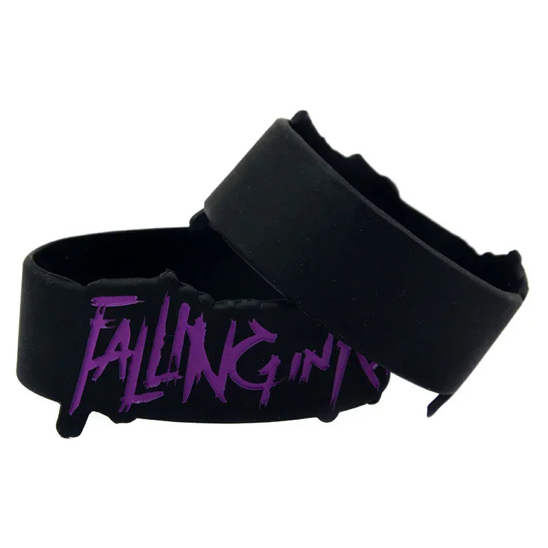 1 PC Falling in Reverse Silicone Bracelet in Letter Shape 1 Inch Wide Black