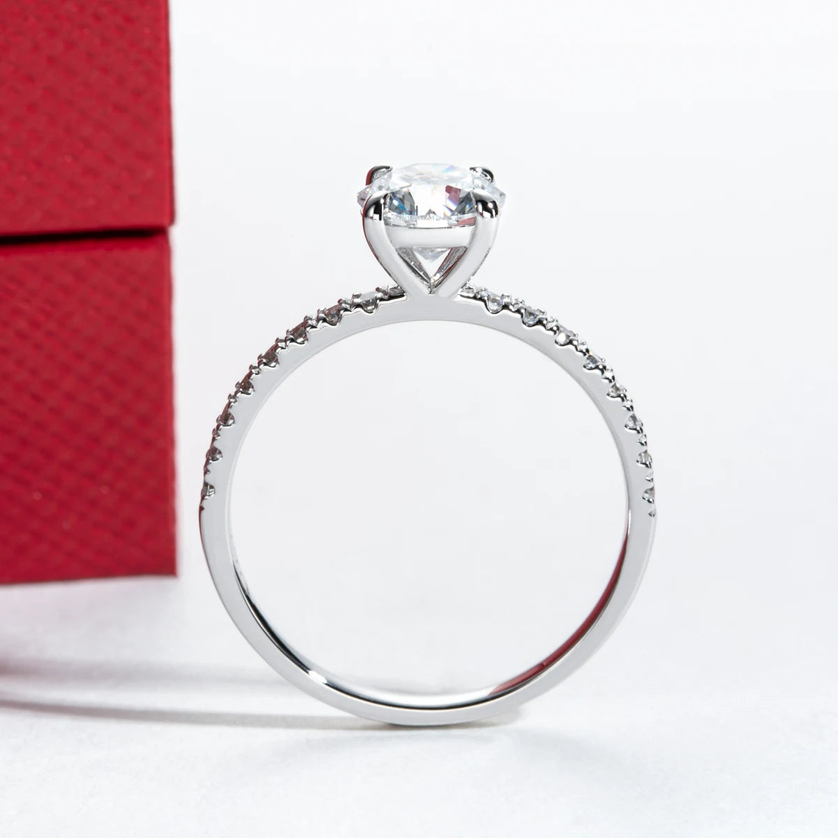 Anujewel 14K White Gold 1Ct D Color VVS Lab Grown Diamond Engagement Rings with IGI Certificate 585 Gold Wedding Ring for Women