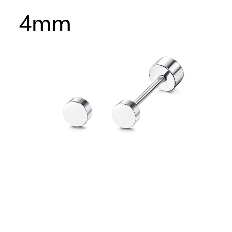 1 Pair Stainless Steel Small Tiny CZ Ball Flat Back Stud Earring Multiple Piercing Cartilage Hoop Earrings for Women Men