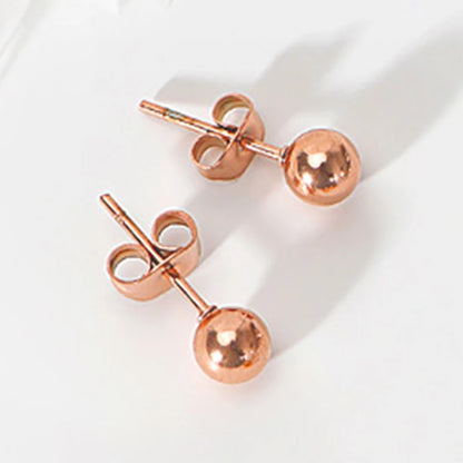 Stainless Steel round Ball Earrings Rose Gold Silver Color Bead Ear Studs Women Geometric Jewelry Minimalist 3Mm 4Mm 5Mm 6Mm