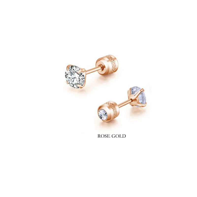 2Pcs 20G Hypoallergenic Titanium Steel Stud Earrings for Men Women, Zircon Screw Back Earring Cartilage Tragus Ear Piercing Gift