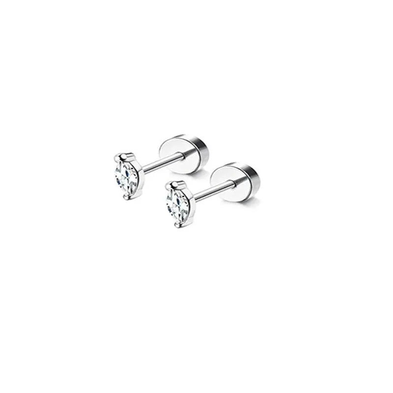 2Pcs 14K Gold Plated Flat Back Stud Earrings for Women, Hypoallergenic Stainless Steel Screw Back Cartigale Conch Helix Earrings