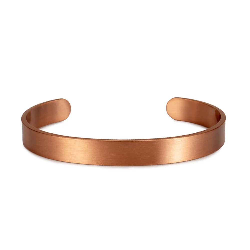Pure Copper Bracelets Matte Adjustable Open Cuff 9.5Mm Wide Bangles Soft Metal Resizable Jewelry for Men Women Gifts