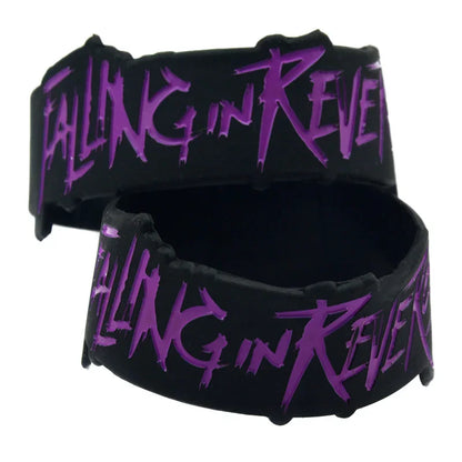 1 PC Falling in Reverse Silicone Bracelet in Letter Shape 1 Inch Wide Black