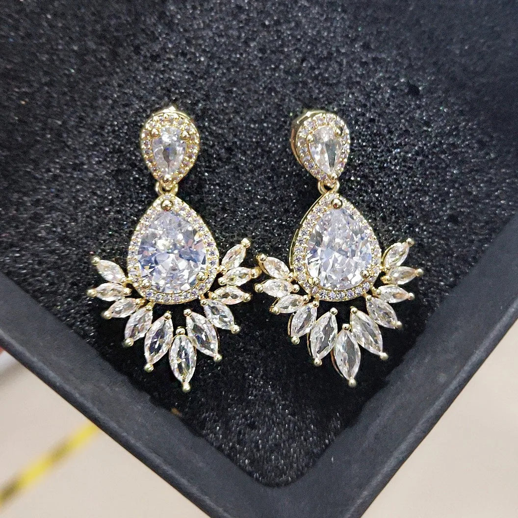 Fashion Cubic Zircon Chandelier Dangle Drop Earrings for Women Wedding Party Jewelry