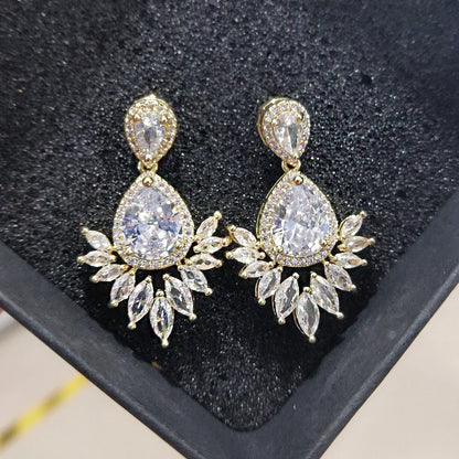 Fashion Cubic Zircon Chandelier Dangle Drop Earrings for Women Wedding Party Jewelry