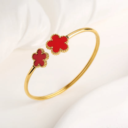 Trend Clover Bracelet for Women Girls 14K Gold Plated Stainless Steel Five Leaf Flower Dainty Lucky Link Bracelets Party Jewelry