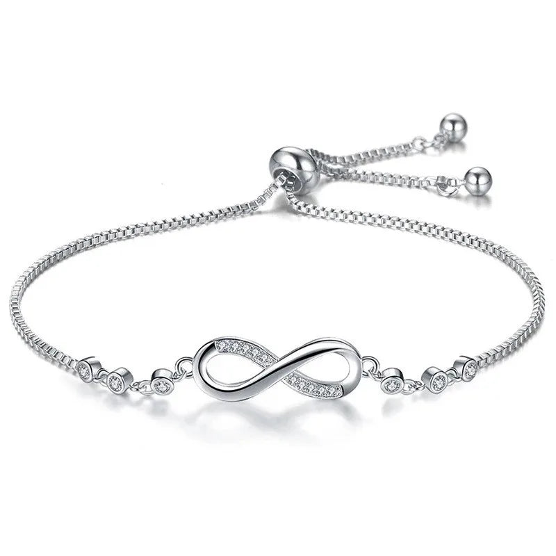 New Fine 925 Sterling Silver Pretty Crystal Bracelets for Women Fashion Jewelry Party Wedding Accessories Valentine'S Day Gifts