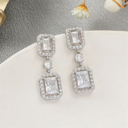Fashion Cubic Zircon Chandelier Dangle Drop Earrings for Women Wedding Party Jewelry