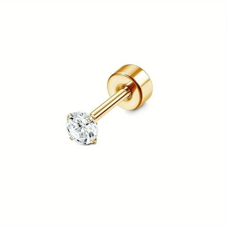 18G Stainless Steel Earrings Piercing Ear Cartilage Set 2-7MM round Barbell Stud Earring with Screw Flat Ball Back