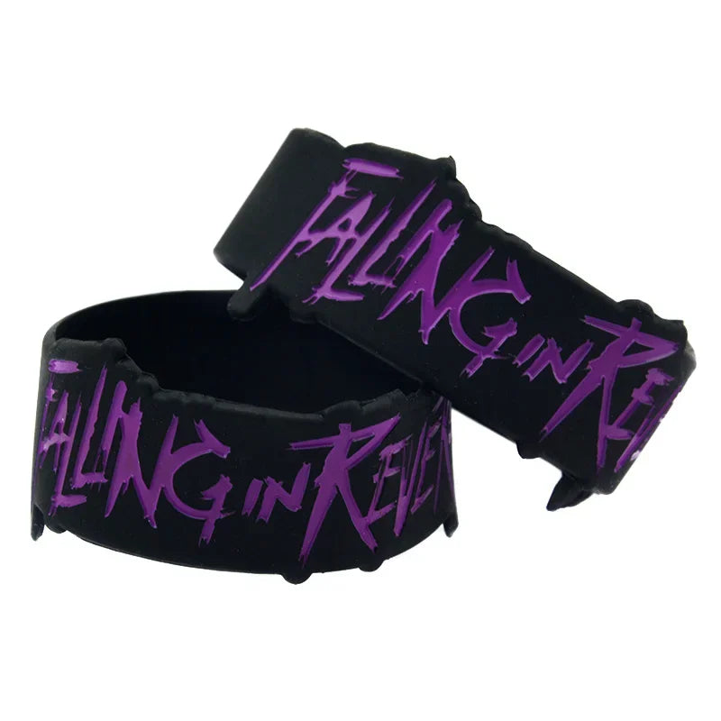 1 PC Falling in Reverse Silicone Bracelet in Letter Shape 1 Inch Wide Black