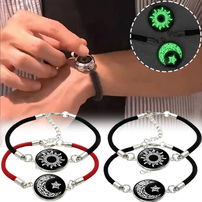 2Pcs Luminous Sun Moon Braided Bracelets for Lovers Adjustable Couple Bracelets Fashion Valentine'S Day Jewelry Girlfriend Gifts