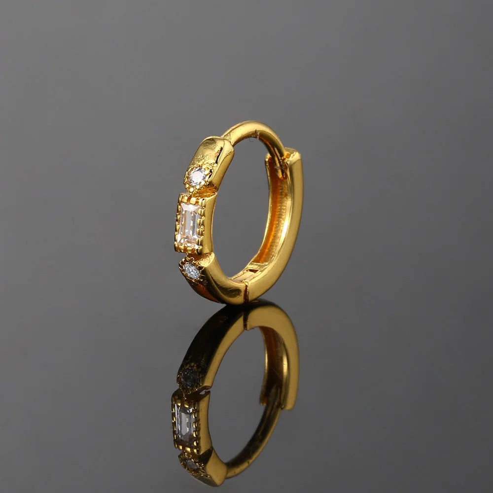 INS New Piercing Hoop Earrings for Women Geometry Zirconia Tragus Helix Rook Ear Cartilage Fashion Jewelry Girls Gifts