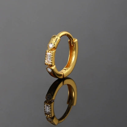 INS New Piercing Hoop Earrings for Women Geometry Zirconia Tragus Helix Rook Ear Cartilage Fashion Jewelry Girls Gifts