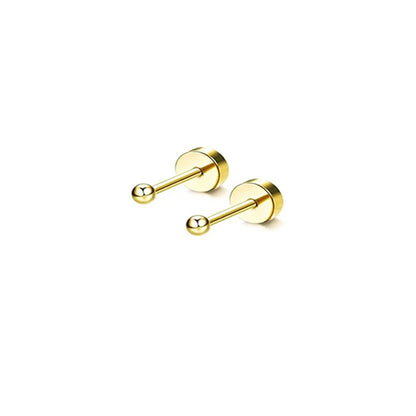 2Pcs 14K Gold Plated Flat Back Stud Earrings for Women, Hypoallergenic Stainless Steel Screw Back Cartigale Conch Helix Earrings