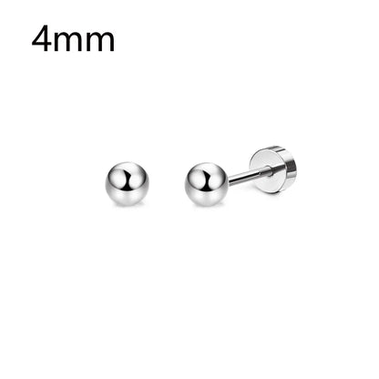 1 Pair Stainless Steel Small Tiny CZ Ball Flat Back Stud Earring Multiple Piercing Cartilage Hoop Earrings for Women Men
