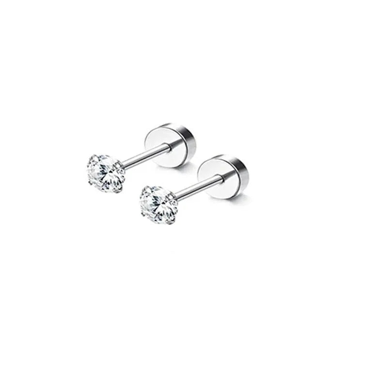 2Pcs 14K Gold Plated Flat Back Stud Earrings for Women, Hypoallergenic Stainless Steel Screw Back Cartigale Conch Helix Earrings