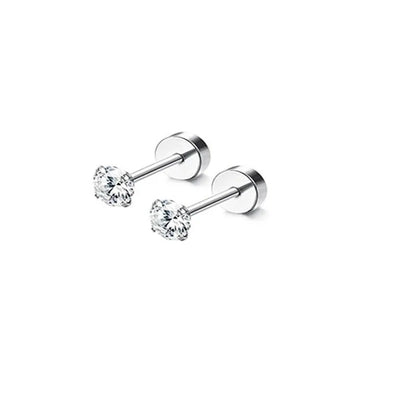 2Pcs 14K Gold Plated Flat Back Stud Earrings for Women, Hypoallergenic Stainless Steel Screw Back Cartigale Conch Helix Earrings