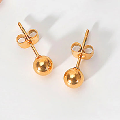 Stainless Steel round Ball Earrings Rose Gold Silver Color Bead Ear Studs Women Geometric Jewelry Minimalist 3Mm 4Mm 5Mm 6Mm