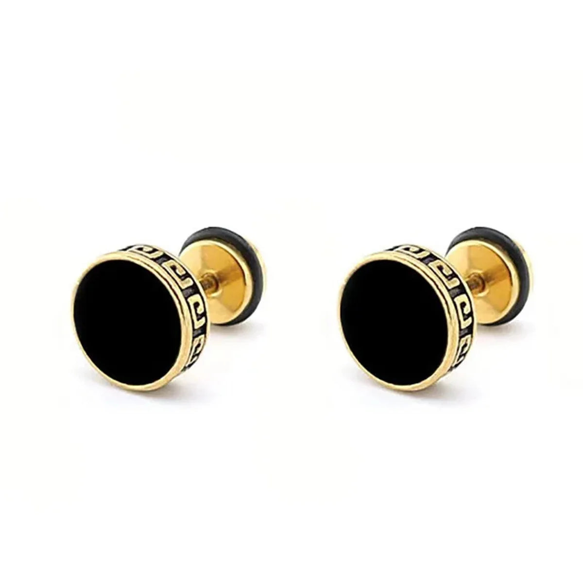 2Pcs 316L Stainless Steel Vintage Flat Back Stud Earrings for Men Women,Unisex Screw Back Cartilage Tragus Piercing Jewelry