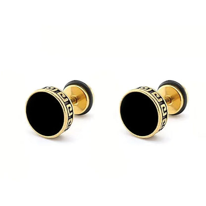 2Pcs 316L Stainless Steel Vintage Flat Back Stud Earrings for Men Women,Unisex Screw Back Cartilage Tragus Piercing Jewelry