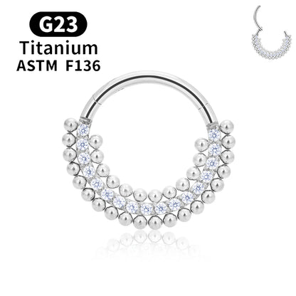 G23 Titanium round Hoop D Shape Nose Ring Daith Heart Earring 16G CZ Hinged Segment Ear Tragus Cartilage Helix Piercing Jewelry