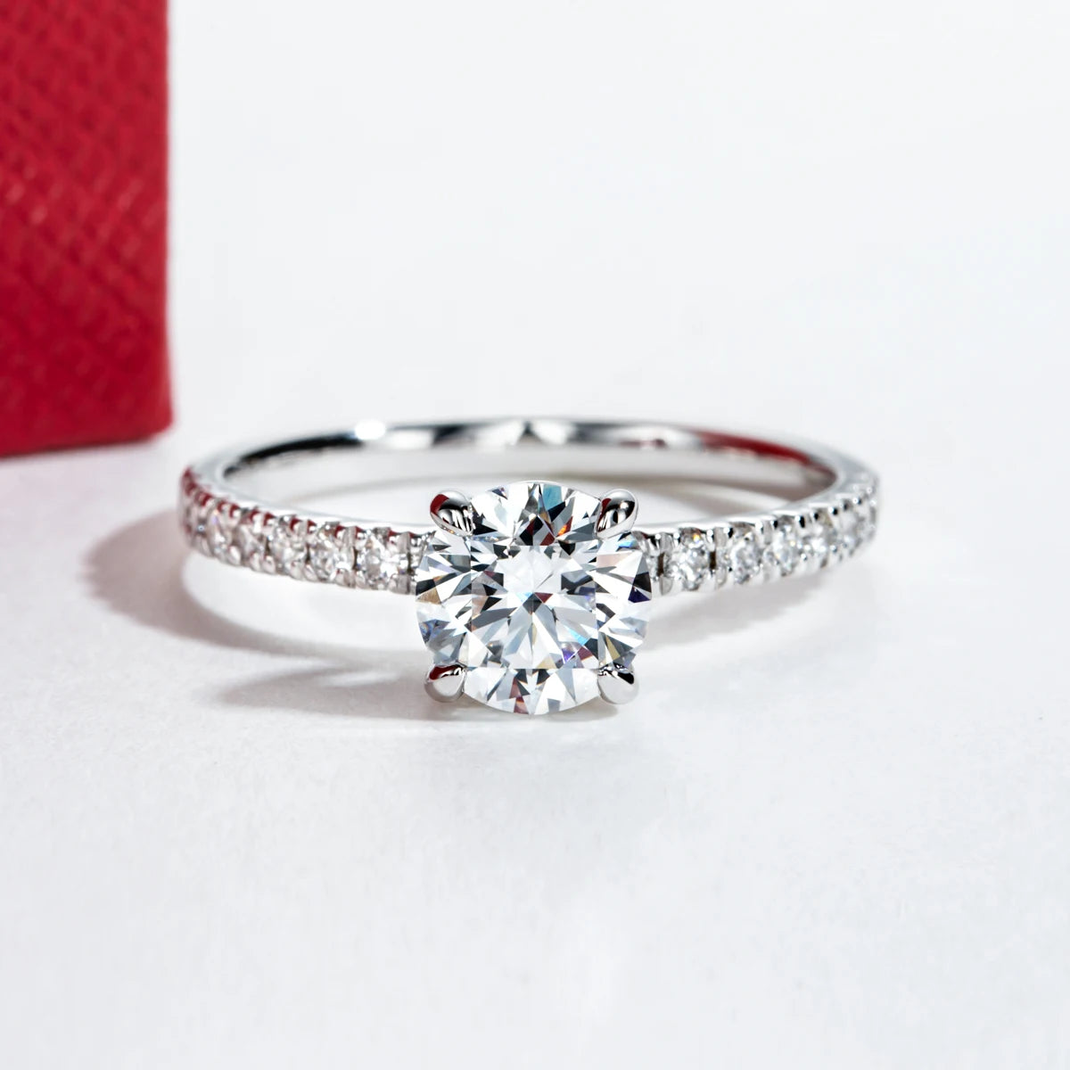 Anujewel 14K White Gold 1Ct D Color VVS Lab Grown Diamond Engagement Rings with IGI Certificate 585 Gold Wedding Ring for Women