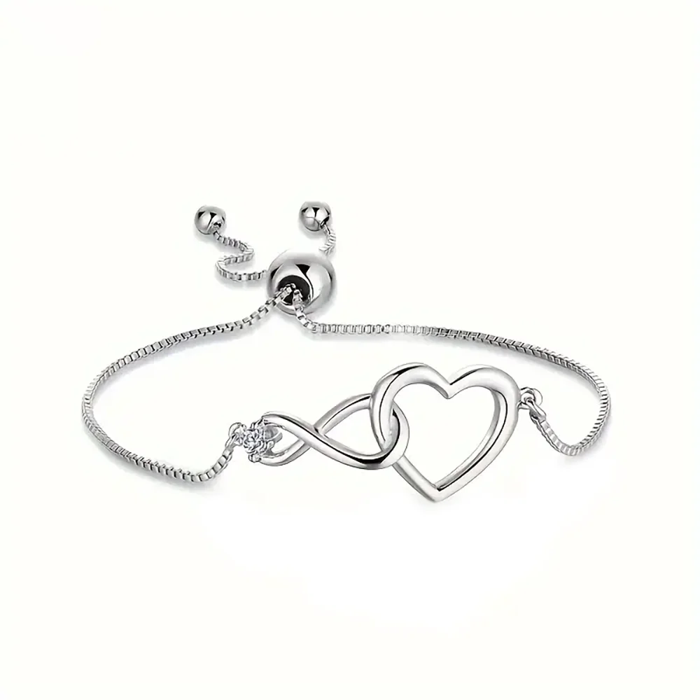 925 Sterling Silver Heart Artificial Crystal Bracelets for Women Luxury Designer Jewelry Accessories Holiday Gifts Stock in USA