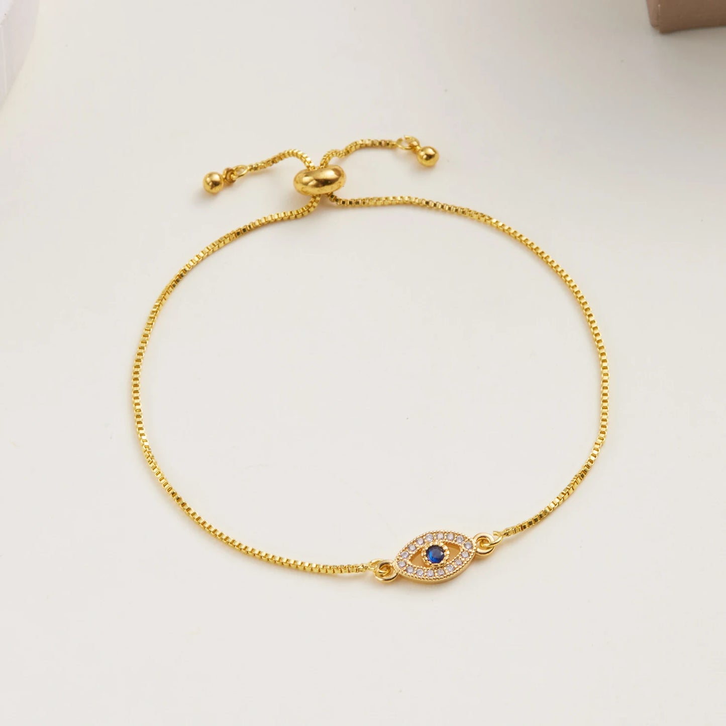 Exquisite Zircon Blue Crystal Evil Eye Bracelet Classic Turkish Lucky Eyes Gold Color Chain Bracelets for Women Men Jewelry Gift