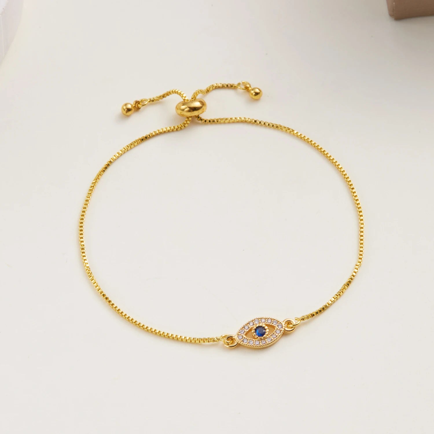 Exquisite Zircon Blue Crystal Evil Eye Bracelet Classic Turkish Lucky Eyes Gold Color Chain Bracelets for Women Men Jewelry Gift