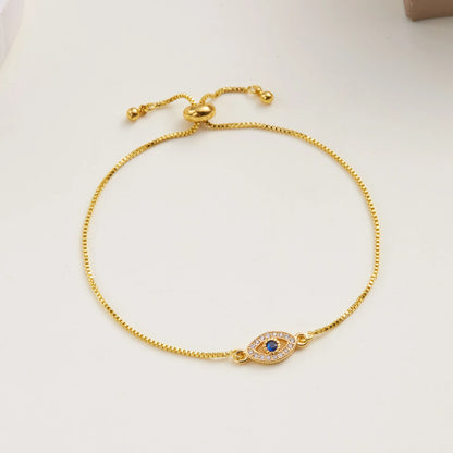 Exquisite Zircon Blue Crystal Evil Eye Bracelet Classic Turkish Lucky Eyes Gold Color Chain Bracelets for Women Men Jewelry Gift