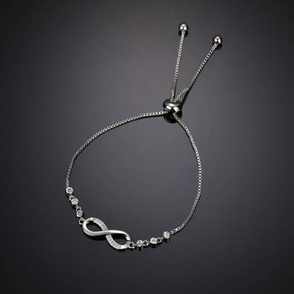 Fashion Zircon Endless Love Infinity Bracelets for Woman Crystal Chain Bracelets on Hand Adjustable Party Jewelry 2023 New